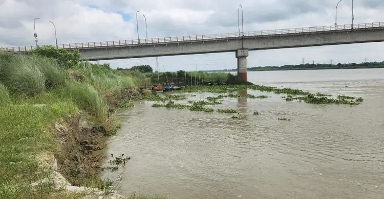 আড়িয়াল খাঁ নদের ভাঙনে হুমকির মুখে লিটন চৌধুরী সেতু: আতঙ্কে স্থানীয়রা